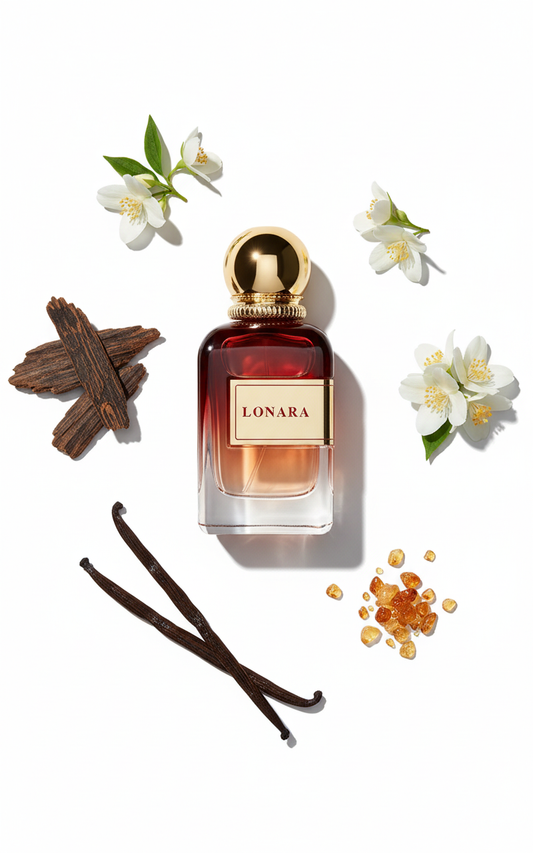 Lonara Perfume Flat-Lay Style