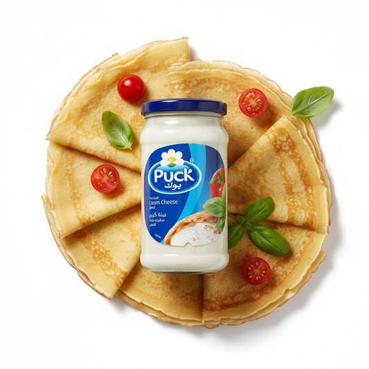 Puck Cream Cheese flat lay