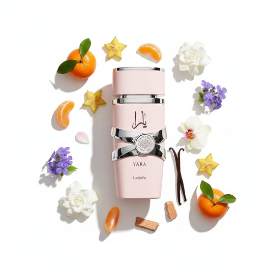 Yara Perfume Flat-Lay Style