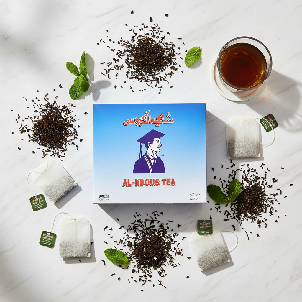Al-Kbous Tea Flat Lay