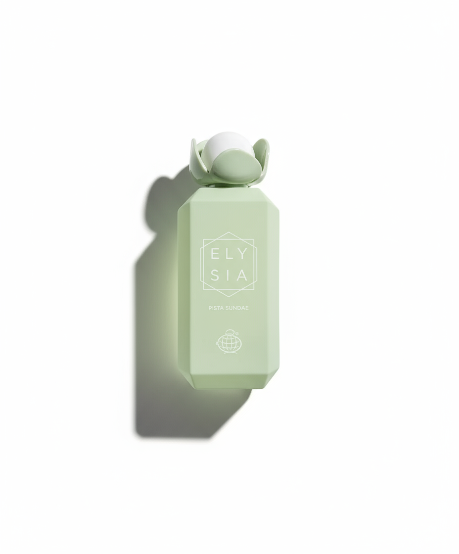 Flat-lay Elysia perfume
