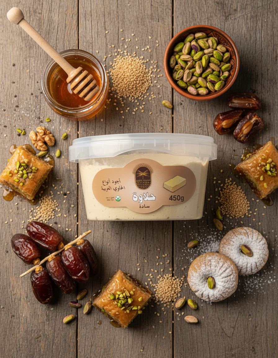 Halawa 450g flat-lay composition