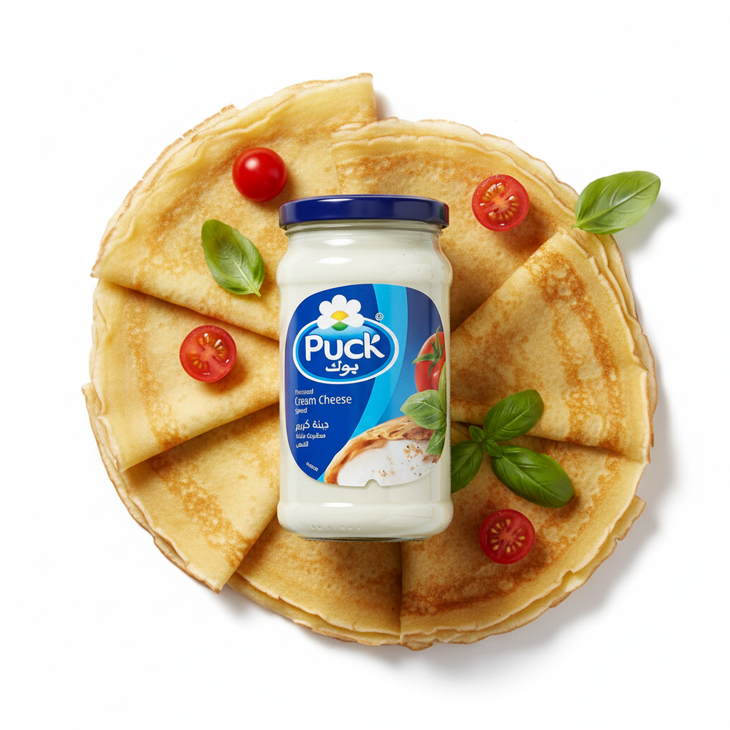 Puck Cream Cheese flat lay