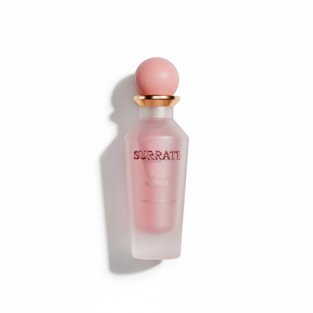 Surrati Miss World perfume bottle - clean product shot