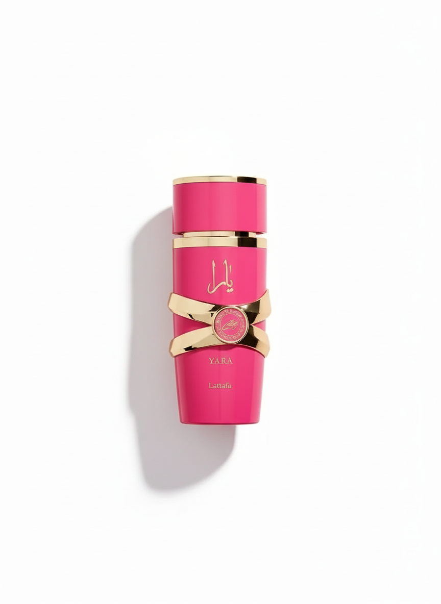 Yara perfume flat-lay clean